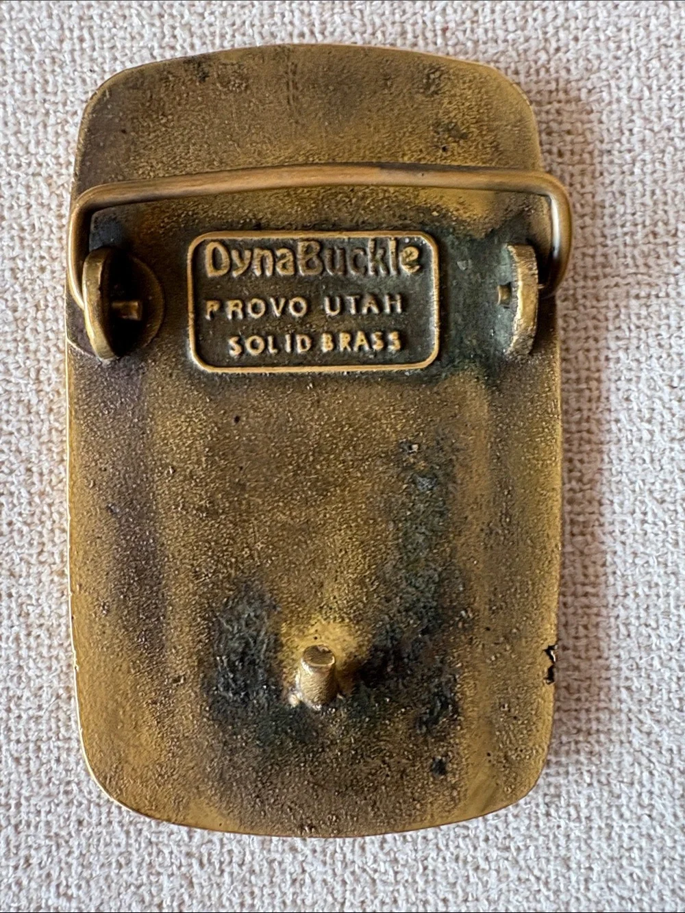 Vtg United Concrete Pipe Belt Buckle Solid Brass DynaBuckle Provo Utah Made USA